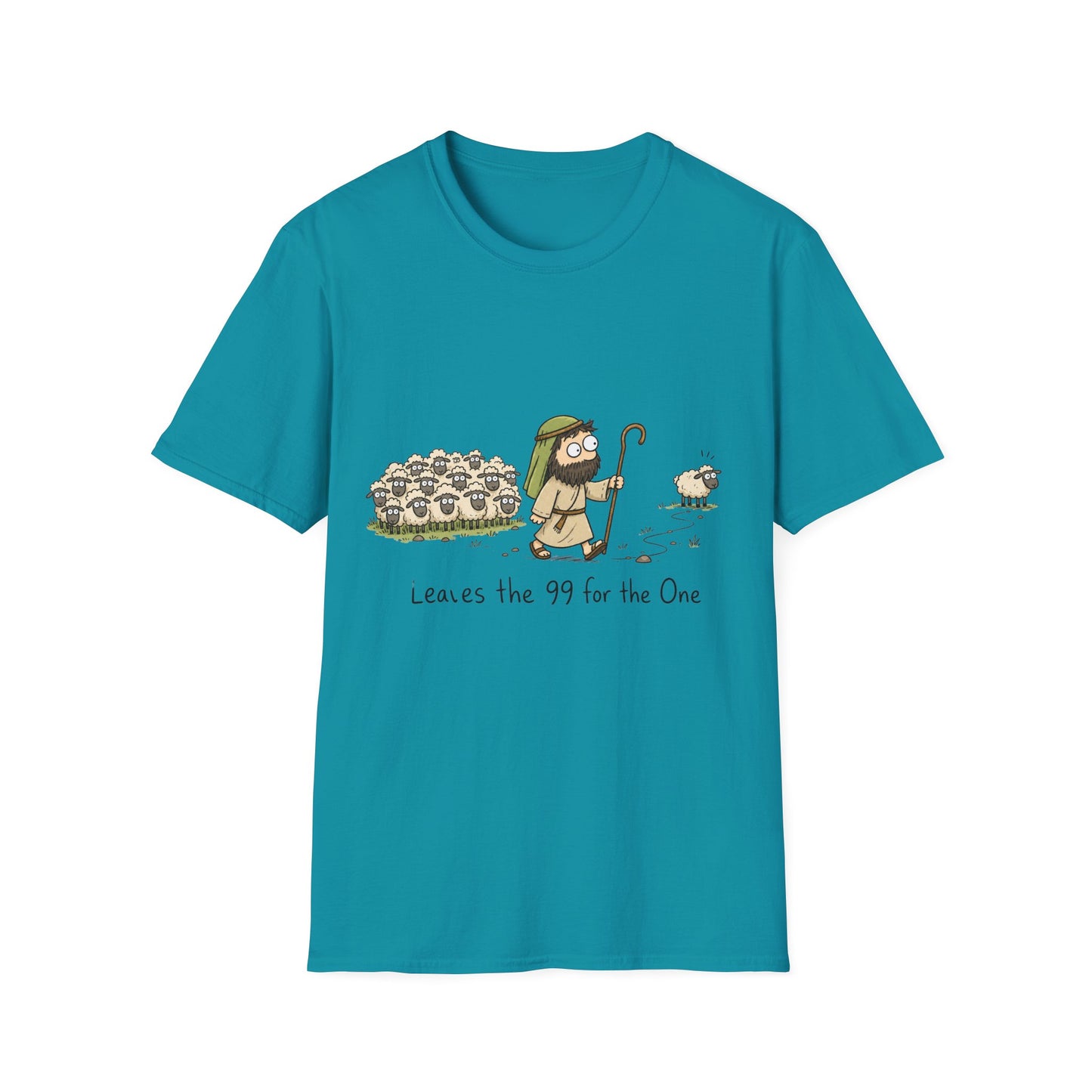Shepherd & Lost Sheep T‑Shirt — 'Leaves the 99 for the One' Christian Graphic Tee