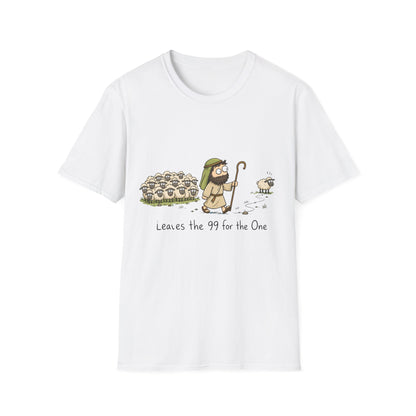 Shepherd & Lost Sheep T‑Shirt — 'Leaves the 99 for the One' Christian Graphic Tee